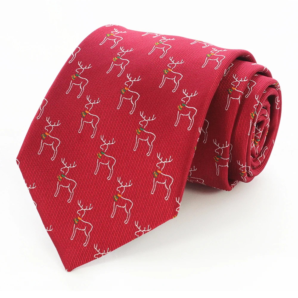JEMYGINS Neuartige Weihnachtskrawatten, Weihnachtsmann-Schneeflocken-Krawatte, Rot-Grüne Seiden-Jacquard-Krawatte für Männer und Kinder, Weihnachtsgeschenk – Detail 14
