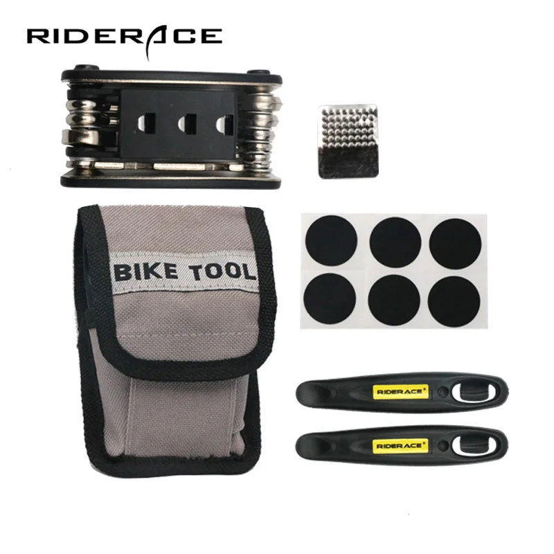 Bicycle Repair Tool Kit 16 in 1 Multifunction Mountain Bike Fix Tools with Portable Bag Tire Lever Road Cycling Repair Tool Set