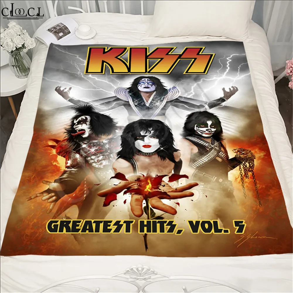 KISS Rock Band Blanket 3D Character Printed Double Layer Blankets for Beds Outdoor Party Travel Airplane Nap Adult Thicken Quilt