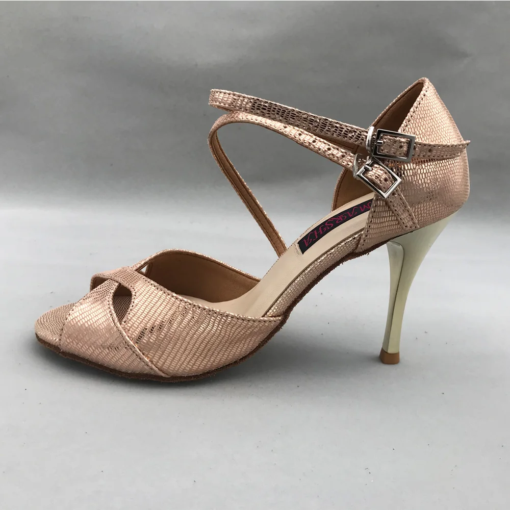 Sapatos de dança latina para as mulheres salsa sapatos confortáveis sapatos de dança MS6226D-LGL couro genuíno sapatos de salto alto dropshipping