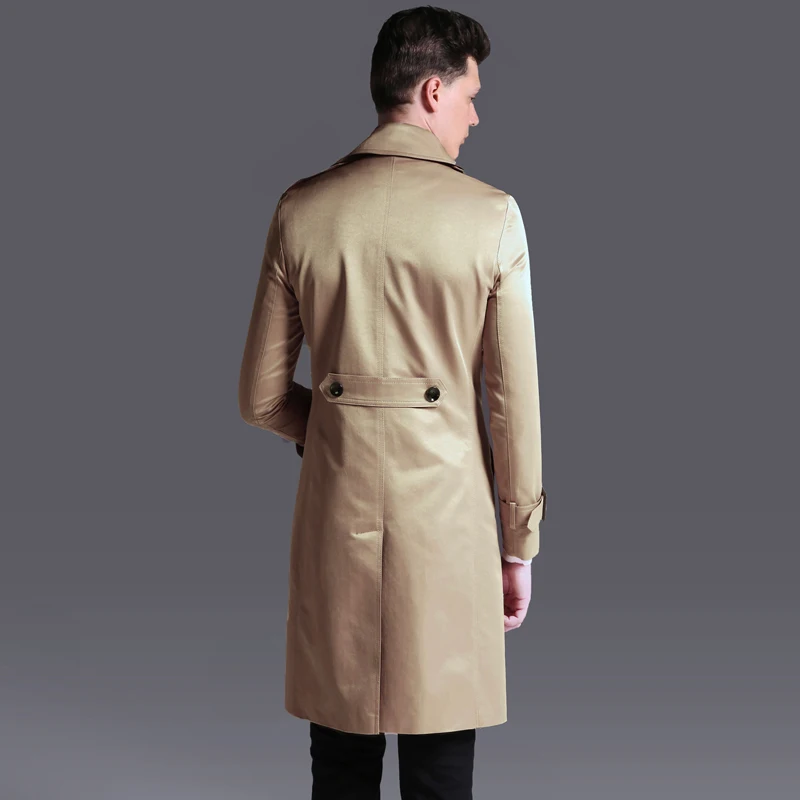 Long Style Mens Trench Luxury Single Breasted Solid Mens Jackets And Coats Plus Size 6xl Springautumn Man Windbreaker