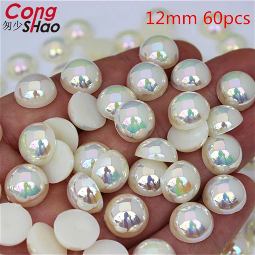 Mix Size AB Color Flatback Half Round Pearl Craft ABS Imitation Pearl Acrylic Rhinestones Scrapbook Beads 3D Non HotFix Nail Art