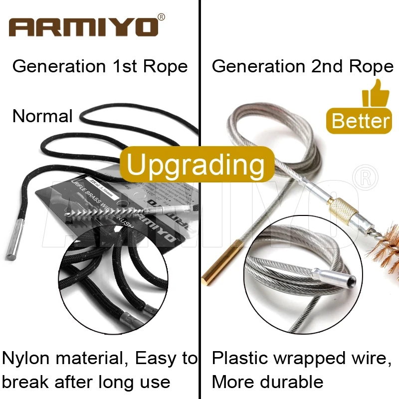 Armiyo New 4.5mm 9mm .22Cal to .45Cal 12GA Gun Bore Cleaning Brush Pistol Rifle Barrel Scour Kit Iron Covered PU Cable Hunting