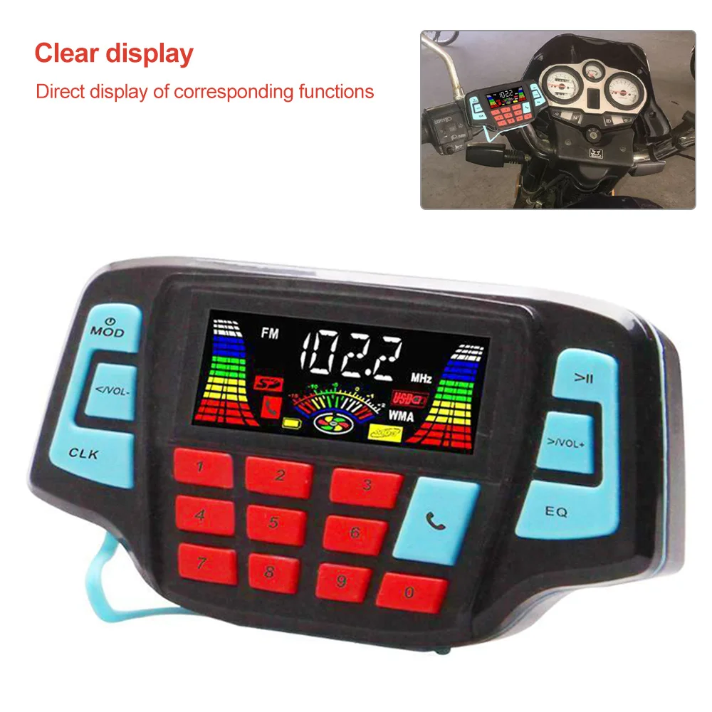 2pcs Motorcycle Sound System FM USB Bluetooth-compatible Audio Radio Stereo Speaker MP3 Music Player Scooter ATV Alarm