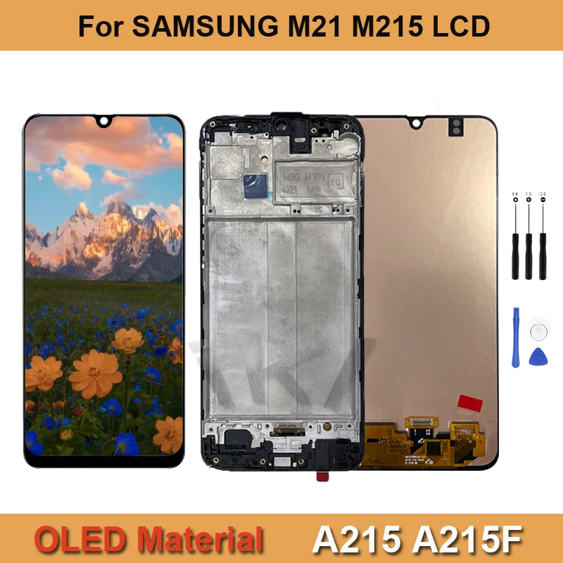 

100% Tested For Samsung Galaxy M21 M215 Assembly LCD Display Touch Screen Repair M215 OLED With Frame Replacement Digitizer Part