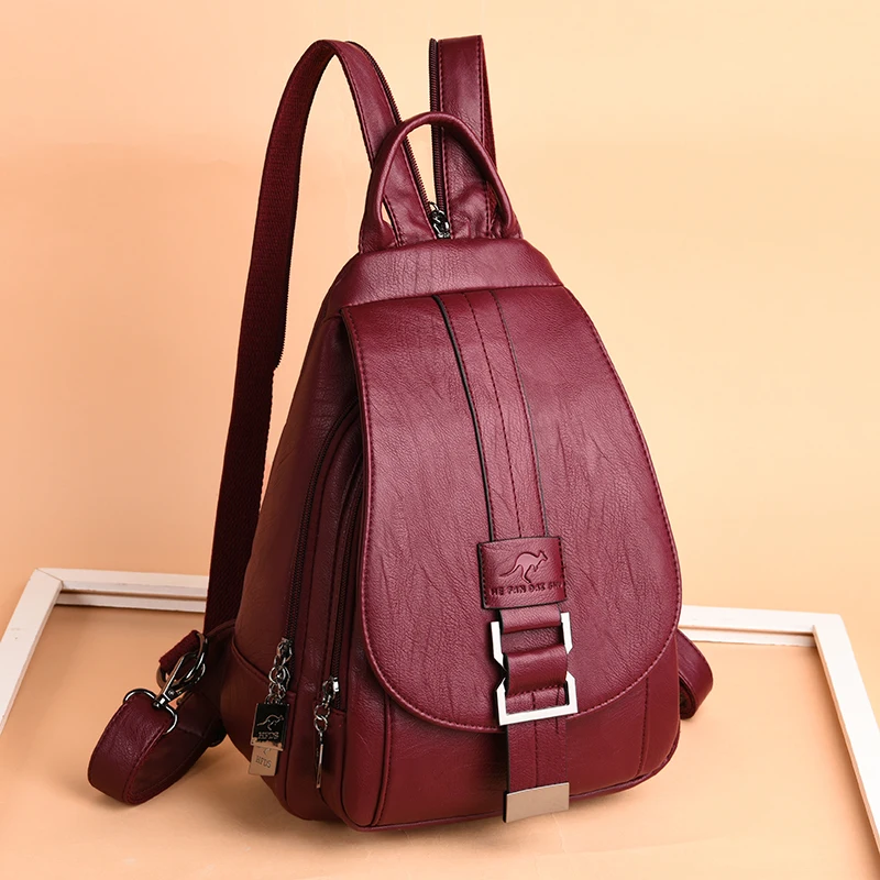 Designer Multifunctional Backpacks Women Fashion Anti theft Leather Travel Backpack Large Capacity School Bags for Teenage Girls