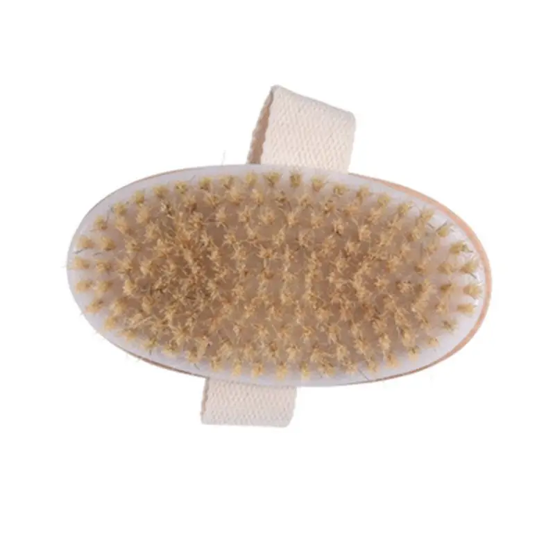 Natural Boar Bristles Dry Body Brush Wooden Oval Shower Bath Brushes Exfoliating Massage Cellulite Treatment Blood Circulation