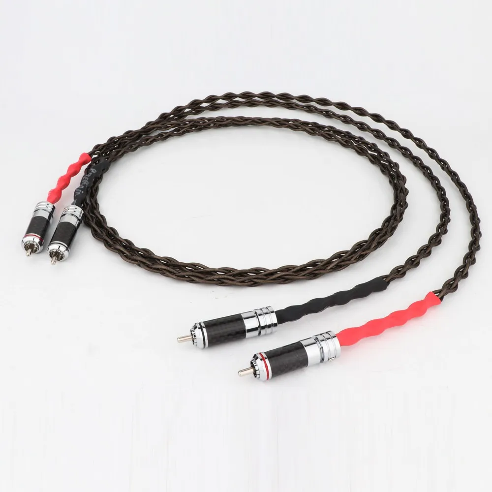 

ODIN OCC Silver Plated Signal Line RCA Interconnect Cable Carbon fiber Rhodium Plated RCA to RCA Audio Cable Analogue