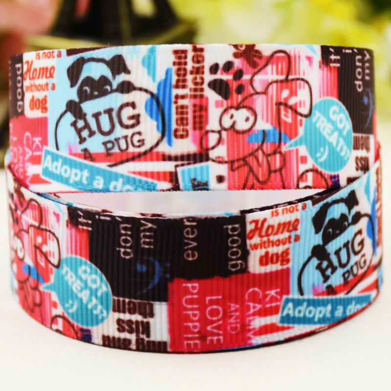 22mm 25mm 38mm 75mm Dog cartoon printed Grosgrain Ribbon party decoration 10 Yards X-04463