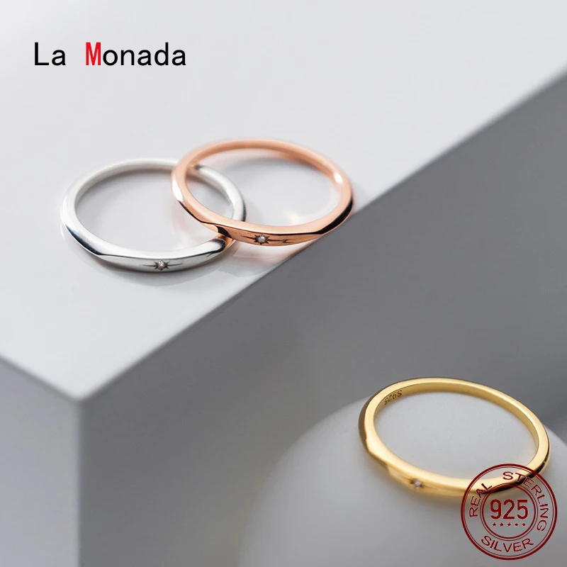 US Size Star Silver Ring 925 Korean Rings For Women Silver 925 Sterling Jewelry Plain Stylish Rings For Girls Minimalist