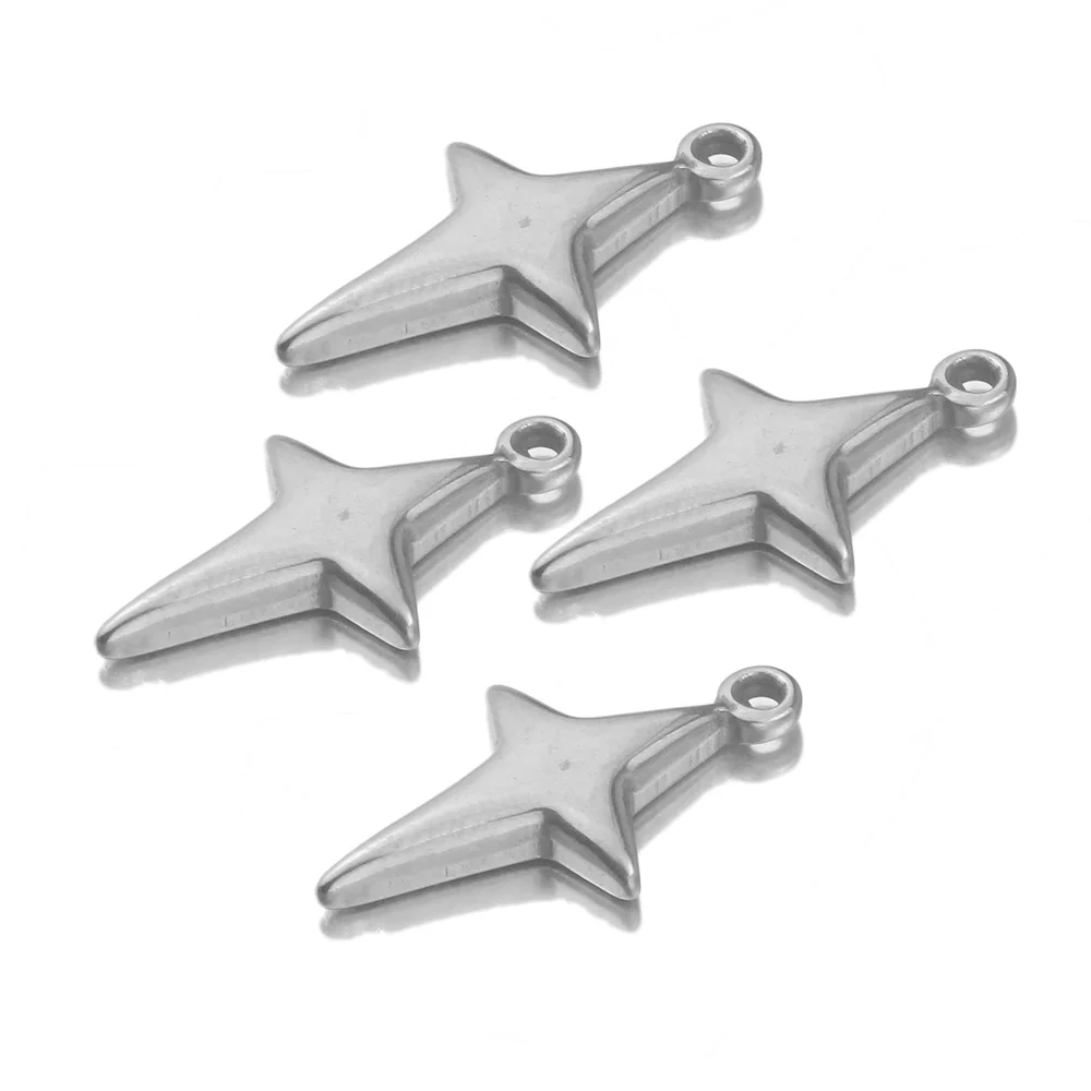 5pcs/lot 3d Stainless Steel Charms Mini Long Stars Charms 23x13mm for DIY Jewelry Making Finding Accessories Christmas Charms