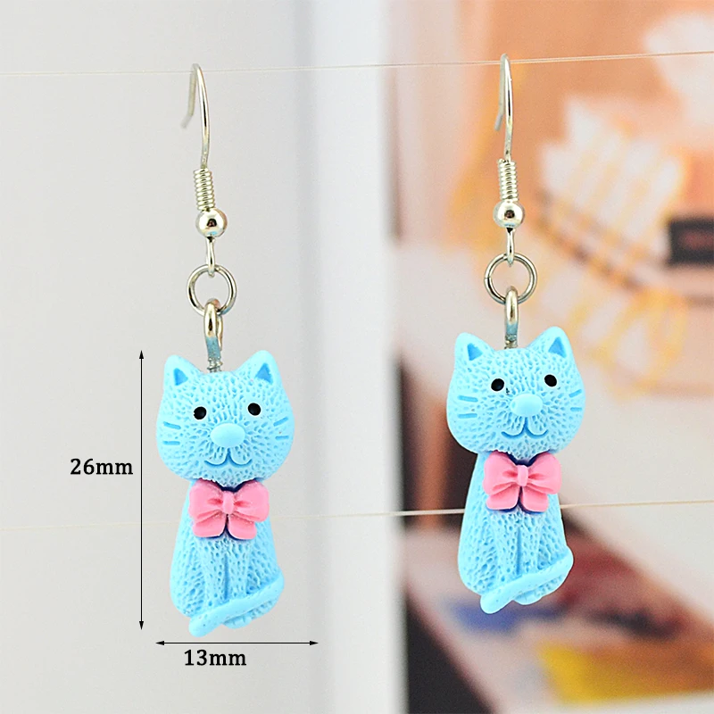 Criativo Brincos de Resina Dangle para Mulheres, bonito brinco de porco e cachorro dos desenhos animados, lindo brinco de gato e urso, jóias da moda