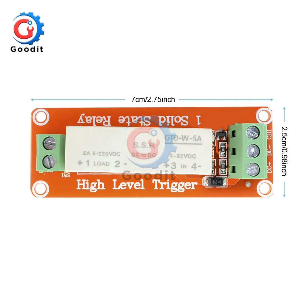 3-32V 1 Channel Relay Module SSR Solid State Relay High Level Trigger 5A For Arduino R3 Relay Module interface Board