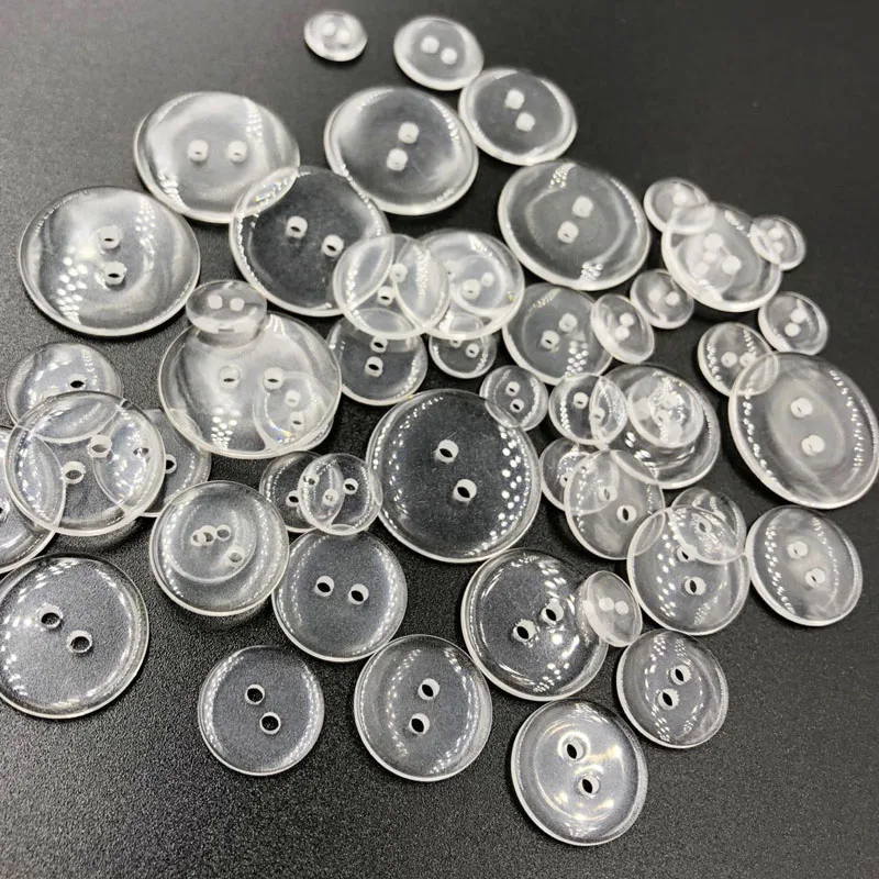 10-25mm Two Holes Transparent Small Buttons Suit Pad Button Bread Round Resin Sewing Buttons Diy Scrapbooking PT184