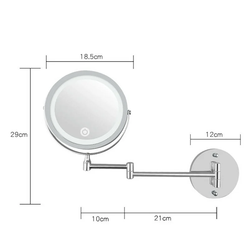 Led 10Xแว่นขยายแต่งหน้าโกนหนวดกระจกห้องน้ำWall Mount 360 °