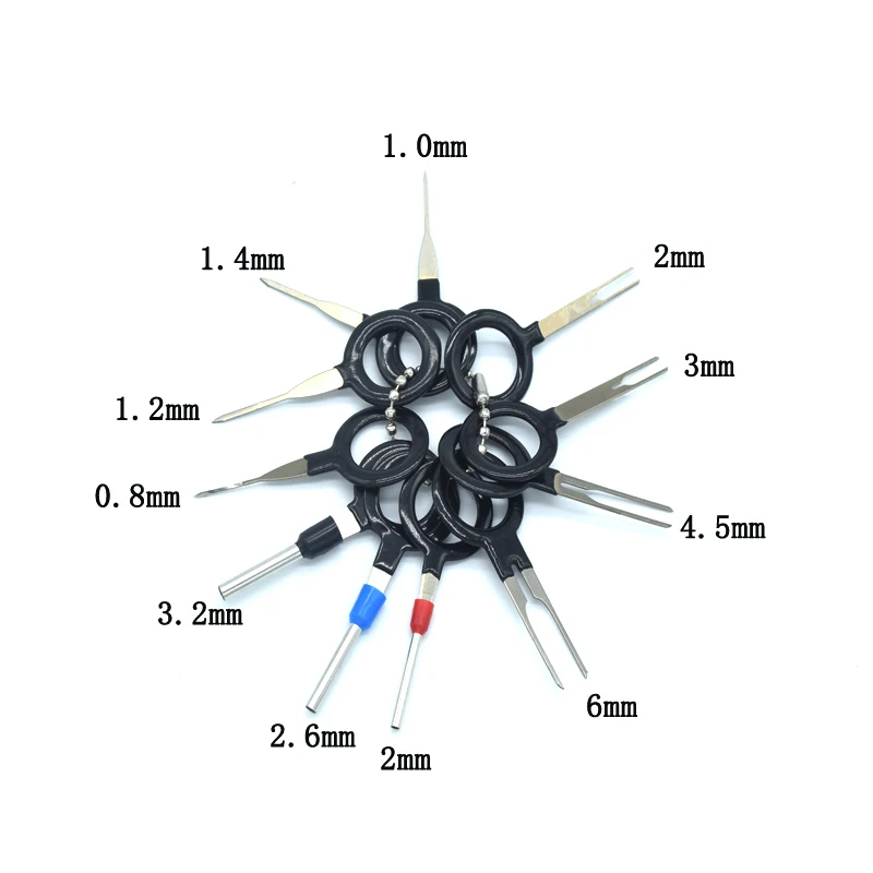 11Pcs/Set Terminal Removal Tool Automotive Electrical Wiring Crimp Connector Pull Pin Kit Car Maintenance Hand Tool Set Key