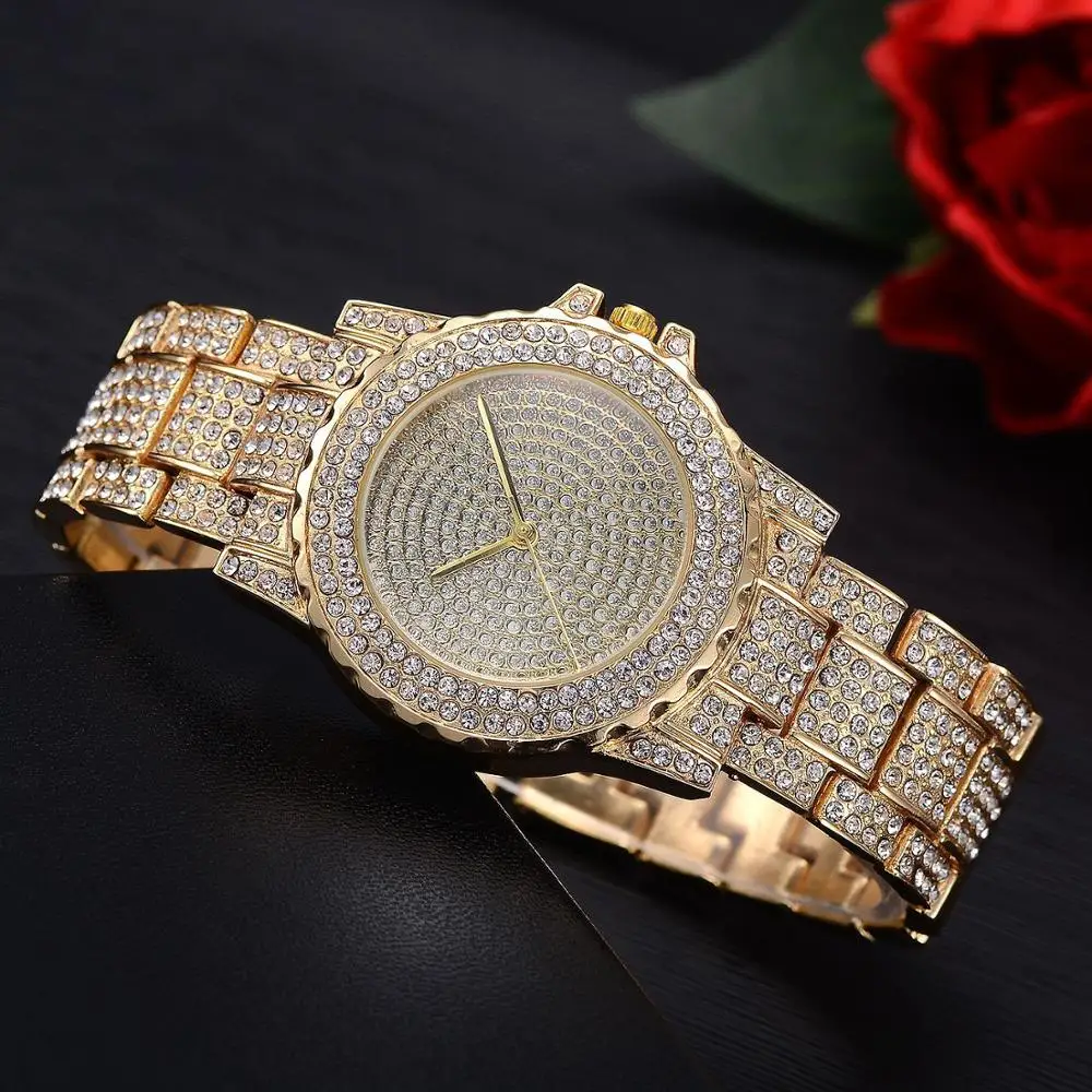 

2022 Ladies Watches Full Diamond Watches Women Rose Gold Quartz Wristwatch Luxury Women Dress Watches Cheap Price Dropshipping