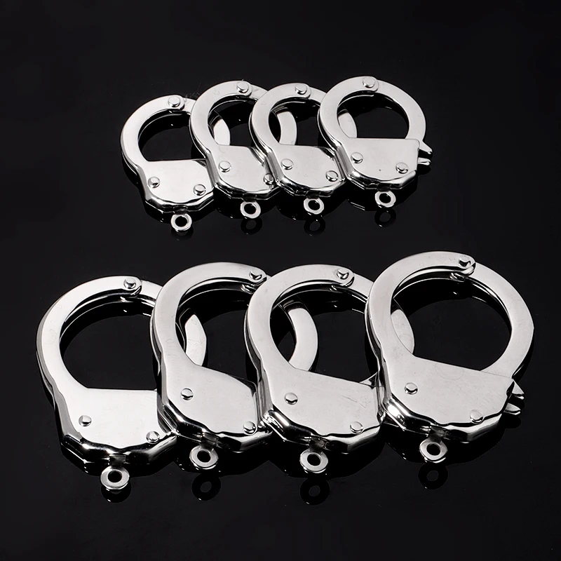 SAUVOO Stainless Steel Handcuffs Clasps Couple Bracelet Necklace Connector For DIY Jewelry Making Accessories Supplies