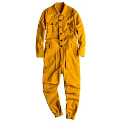 MORUANCLE Fashion Men's Jean Bib Overalls Hip Hop Jumpsuits With Multi Pockets Workwear Coveralls Suspender Pants For Male