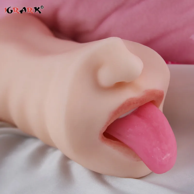 Mouth Blowjob Male Masturbator Deep Throat Masturbate Cup With Tongue Tooth Artificial Pocket Vagina Oral Sex Toya for Adult Men