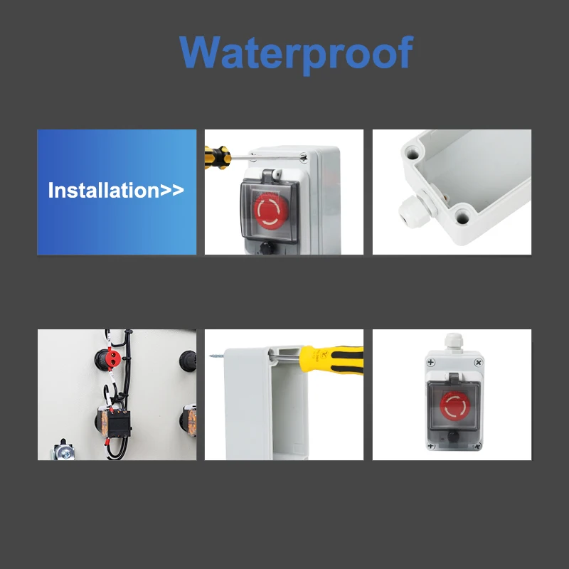 1P 1NO1NC interruttore a pulsante di arresto di emergenza fungo scatola esterna controllo stretto con custodia protettiva IP65 impermeabile