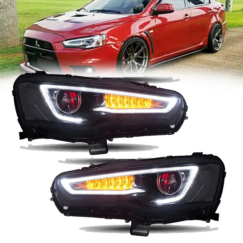 

12V Car Led Headlights For 2008-2018 Mitsubishi Lancer EVO X DRL Turn Signal Light Dual Beam Lens Headlamp Assembly