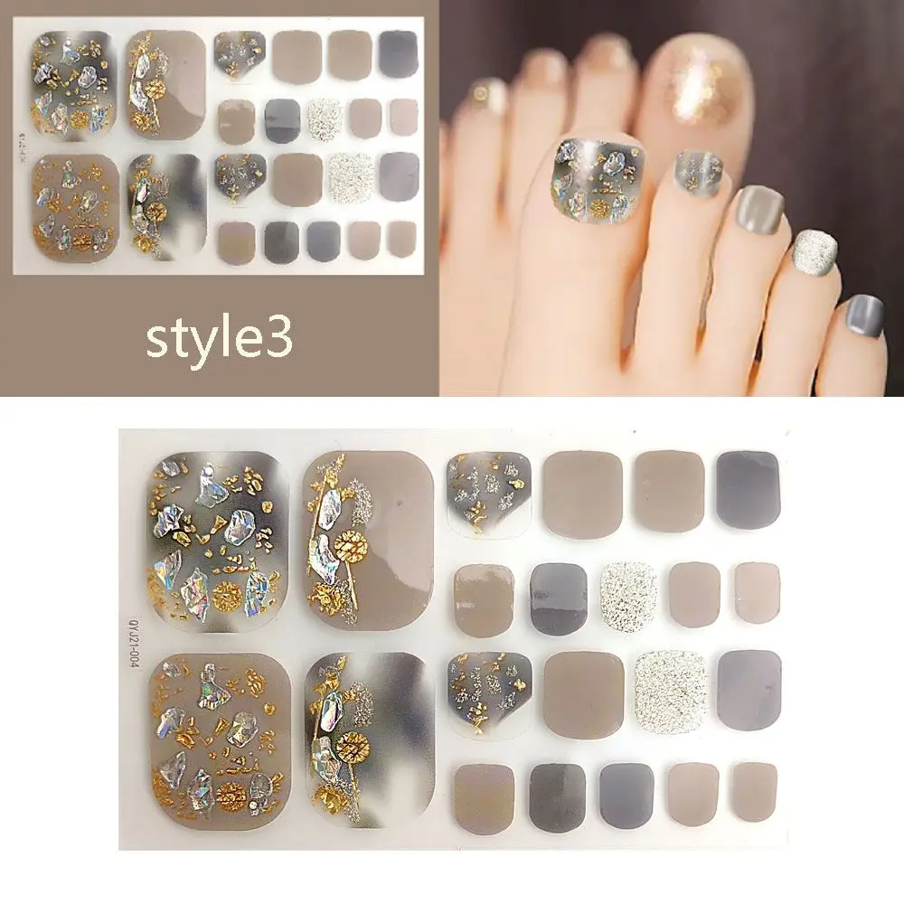 

Beauty & Health Self-adhesive False Nails Stripe Waterproof Foot Decorations Toe Nail Stickers Fresh Style Manicure Decals