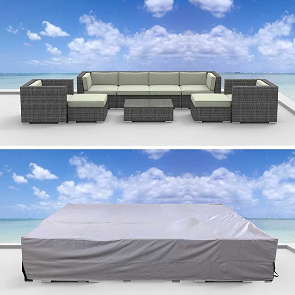 210D Hochleistungs-Wasserdichte Gartenmöbelabdeckung Rechteckige Regen- und Schneeabdeckung für Sofa, Tisch, Stuhl, Winddicht – Detail 10