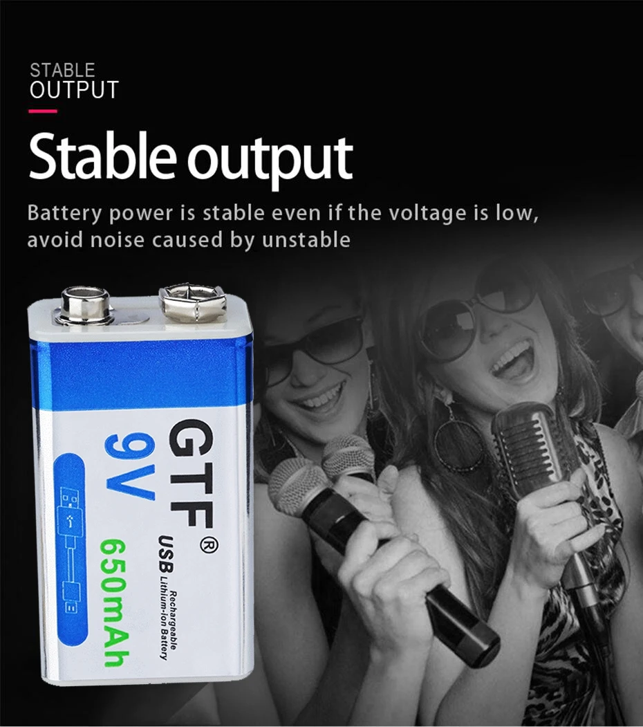 Литий-ионный аккумулятор 6F22, 9 В, 650 мА ч, Micro USB, 9 В, литиевый, для мультиметра, микрофона, игрушек, пультов дистанционного управления, KTV