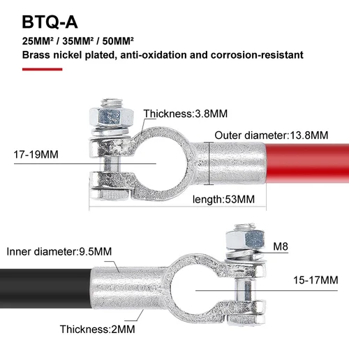 Imagen 2 del producto Abrazadera de Terminal de batería para coche, barco, camión, cabezal de pila, 1 par de abrazaderas de conector de batería, poste positivo y negativo