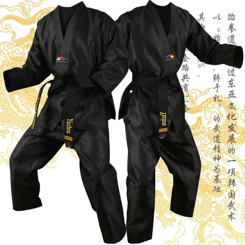 

Black Taekwondo Uniform Dobok Adult kids Male Female Taekwondo dobok cotton suits jodo Uniform Taekwondo Clothes Tae Kwon Do set