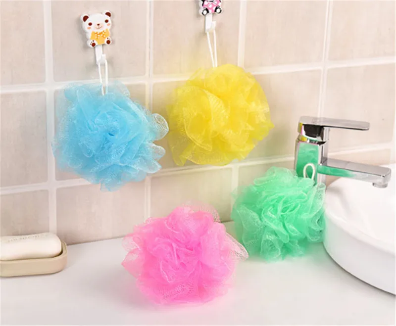 Bath Flower Shower Sponge Ball Solid Color Soft Large Bath Towel Bubble Scrubber Plasctic Body Cleaning Washcloth Rubbing Dry