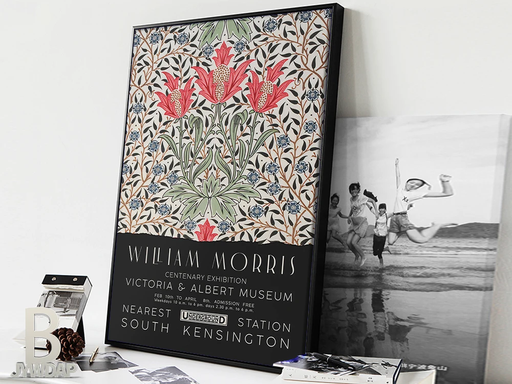 ويليام موريس قماش طباعة معرض متحف فيكتوريا وألبرت ملصق لندن تحت الأرض الفن الحديث اللوحة جدار ديكور