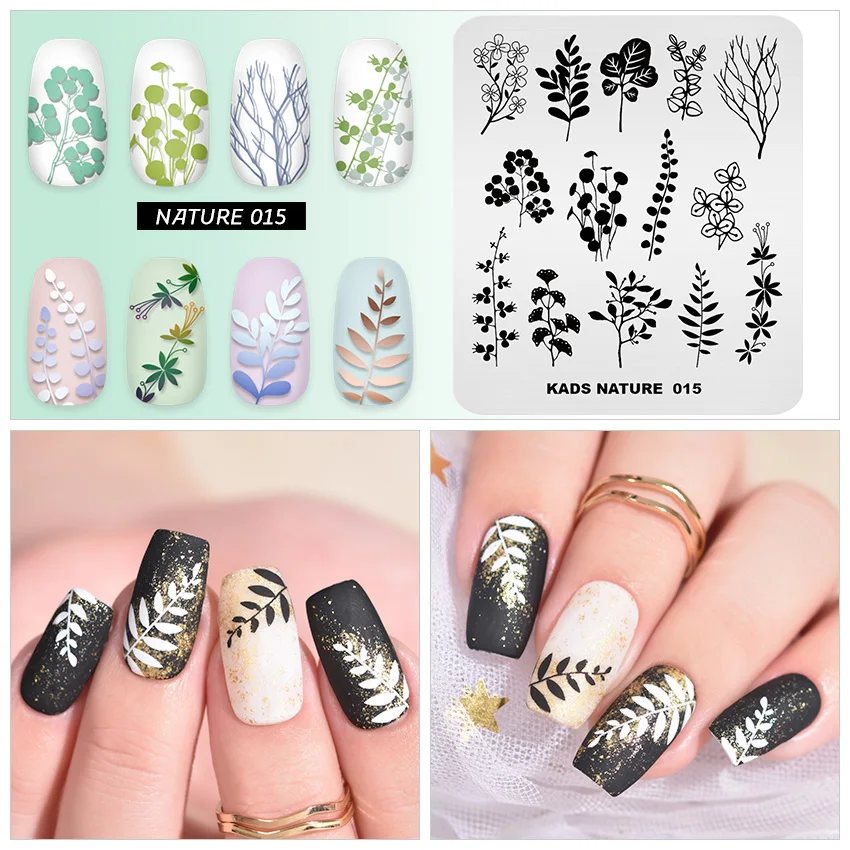 KADS Stamping Plates Flowers Geometry Image Nail Templates New Arrived Stencils for Nail Polish Luxury Moldes Nail Art Design