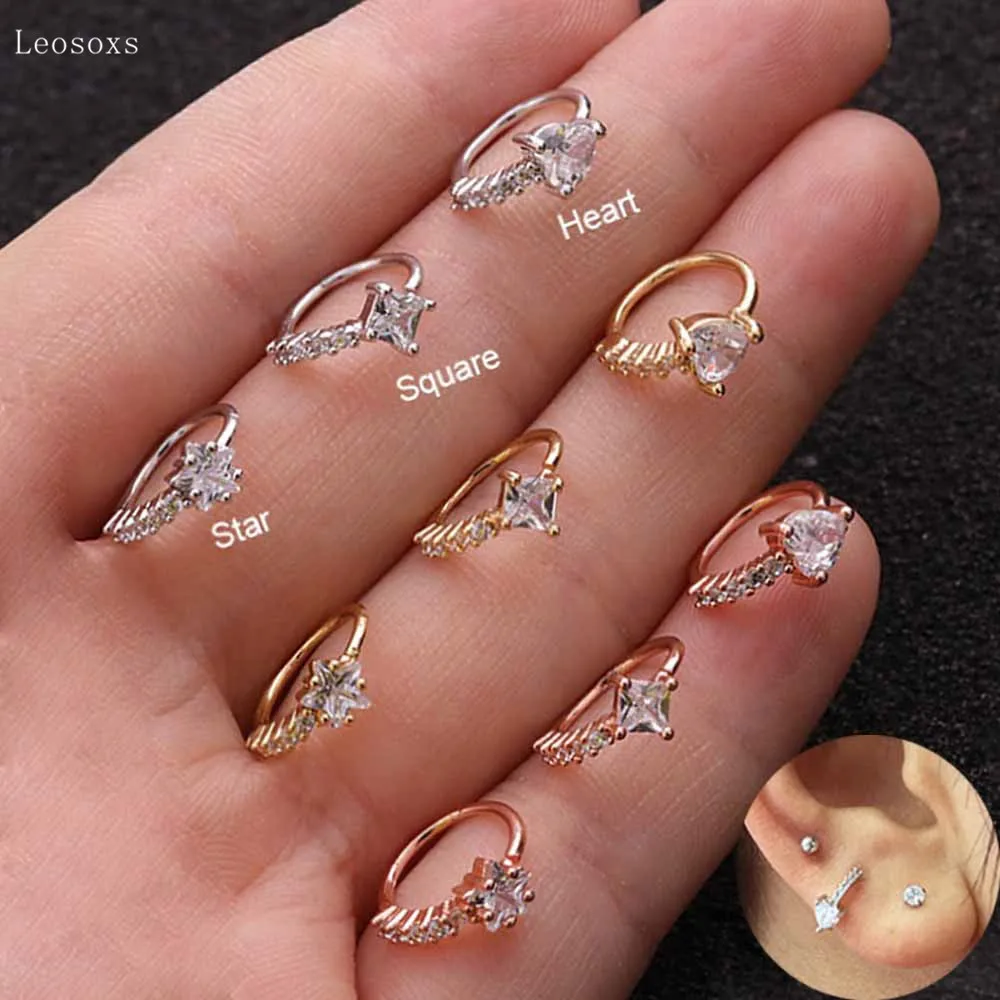 

Leosoxs 2pcs Explosive Personality Diamond Heart-shaped Nose Ring Exquisite Piercing Jewelry