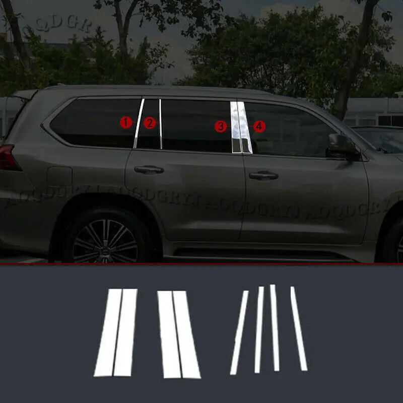 

Fits For LEXUS LX570 2008-2021 Stainless steel Pillar Posts Door Cover Mirrored Window Trim Moulding Car Accessories 8PCS