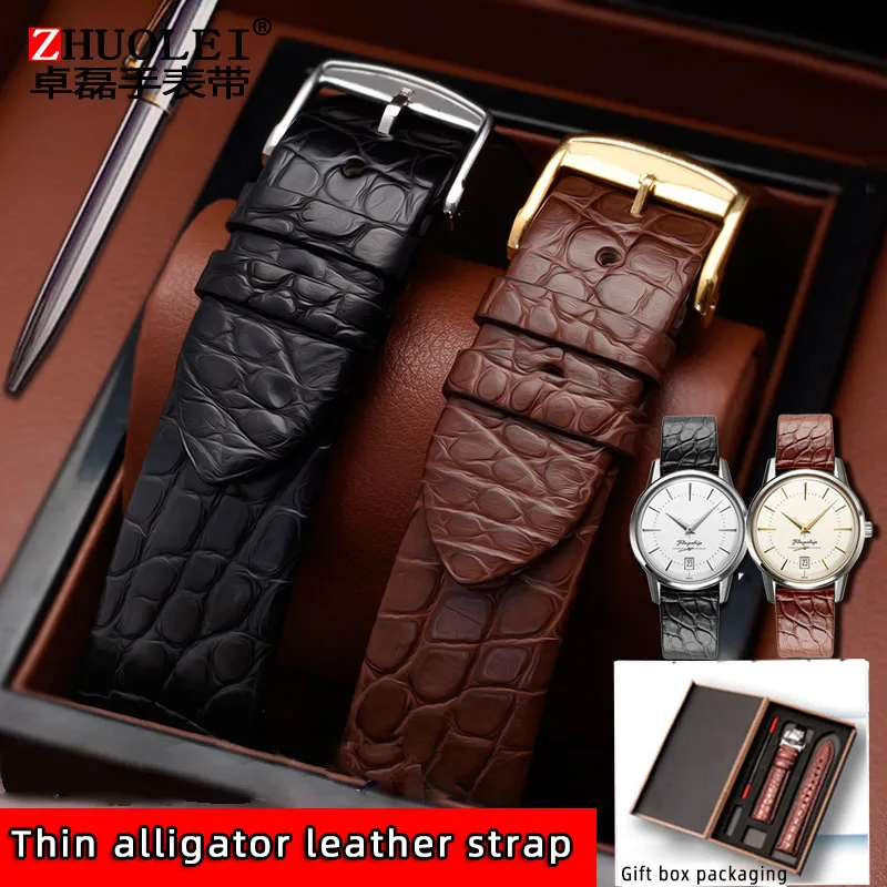 For any luxurious wristband genuine Crocodile skin watchband watchband thin leather strap men women 12 13 18 20 22mm Bracelet