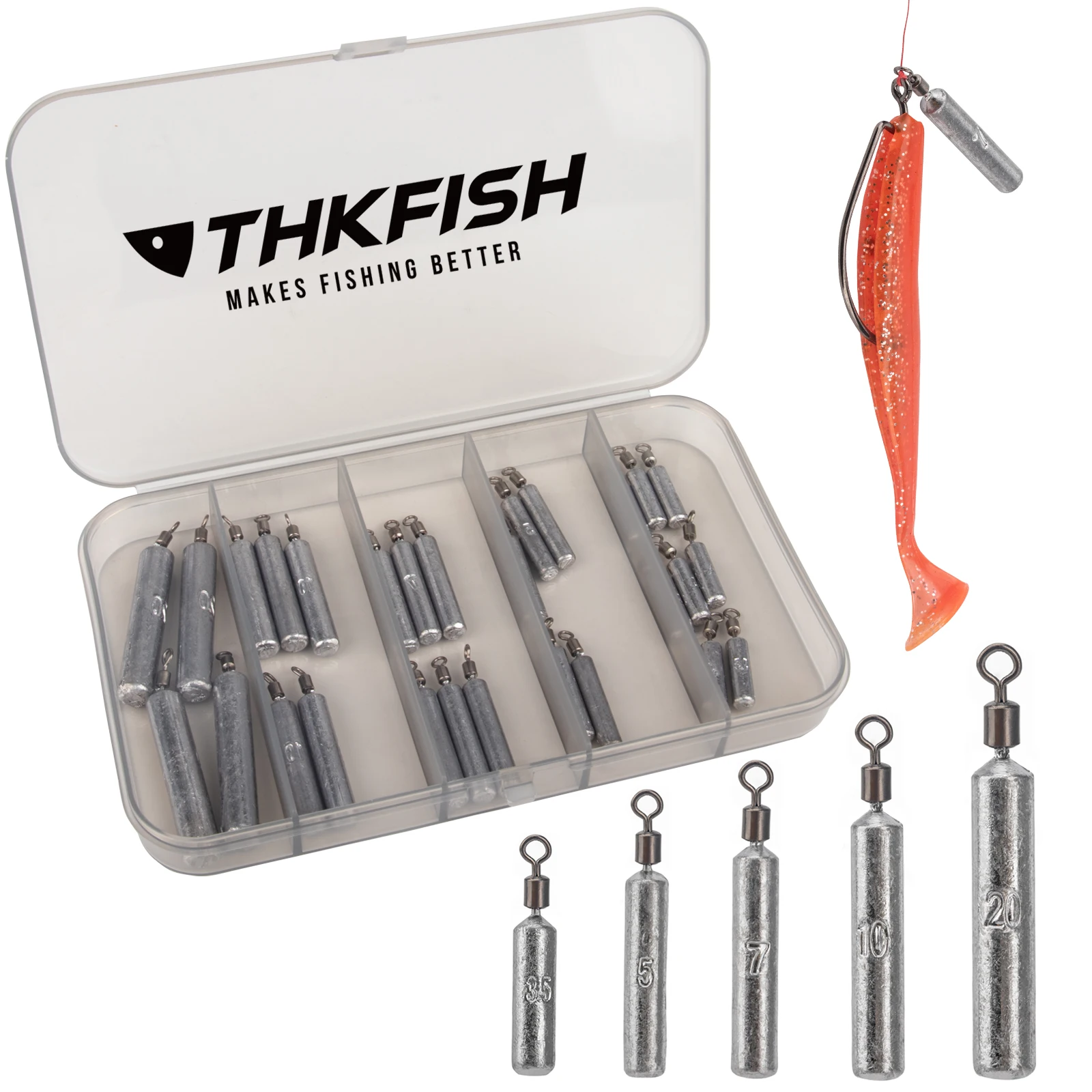 

THKFISH 28Pcs Fishing Weights Sinkers Kit Freshwater Drop Shot Rig Lead Sinkers Set For Bass Fishing 3.5g 5g 7g 10g 14g 20g