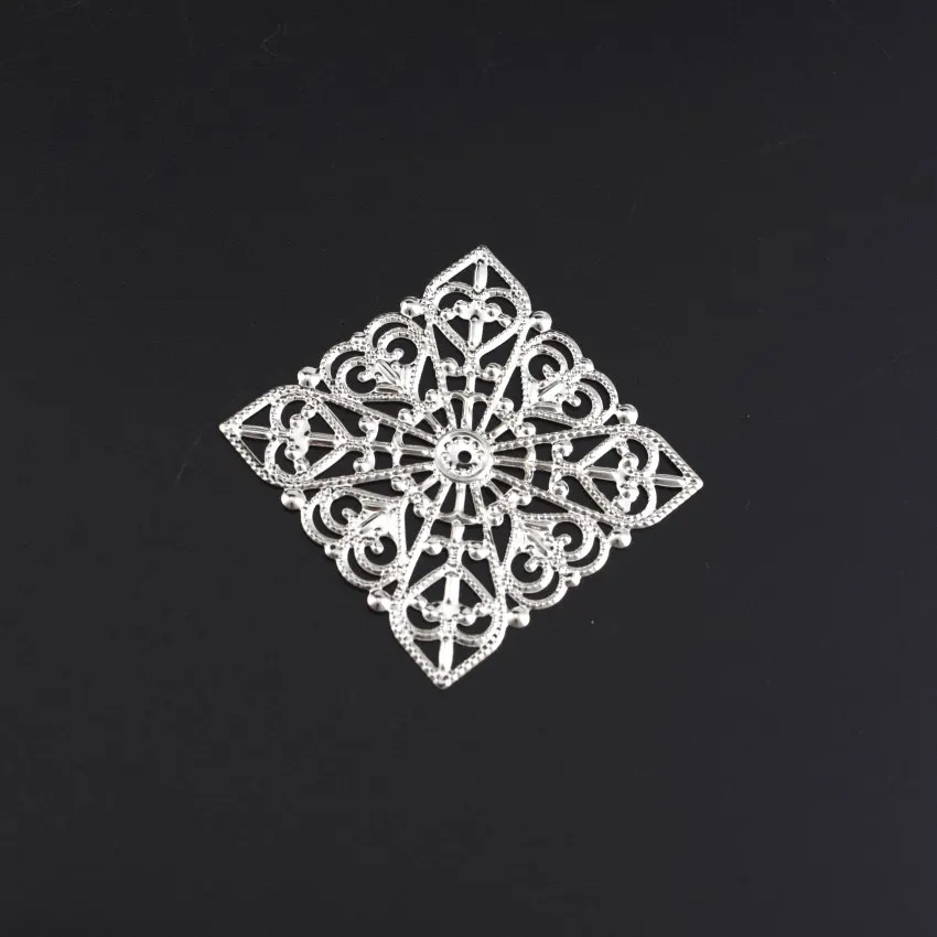 Free shipping 10PCS 3Color Embellishment Metal Crafts Gift Decoration DIY Square Filigree Connectors Hollow 4x4cm