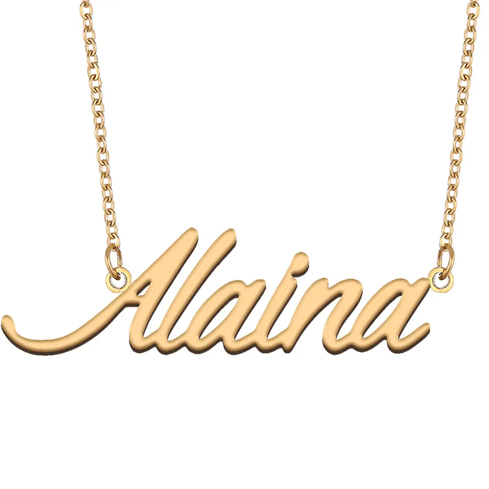 

Alaina Name Necklace for Women Stainless Steel Personalized Jewelry Gold Plated Nameplate Pendant Femme Mothers Girlfriend Gift