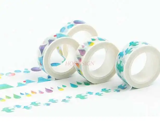 1pcs Watercolor and paper tape thousands of paper cranes flying birds starry sky love drops Fuji mountain hand account tear tape