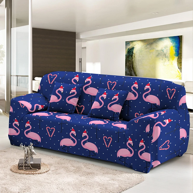 Pink Flamingo Stretch Dust-proof Sofa Cover For Living Room Decor 1/2/3/4 Seat Detachable Combination L Shape Couch Covers