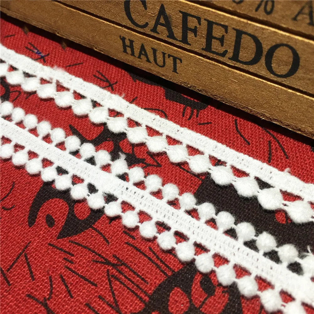 White Cotton Thread Pom Pom Trim Ball Pompom Fringe Tassel Ribbon Sewing Lace Knitted Fabric Handmade Craft Accessories