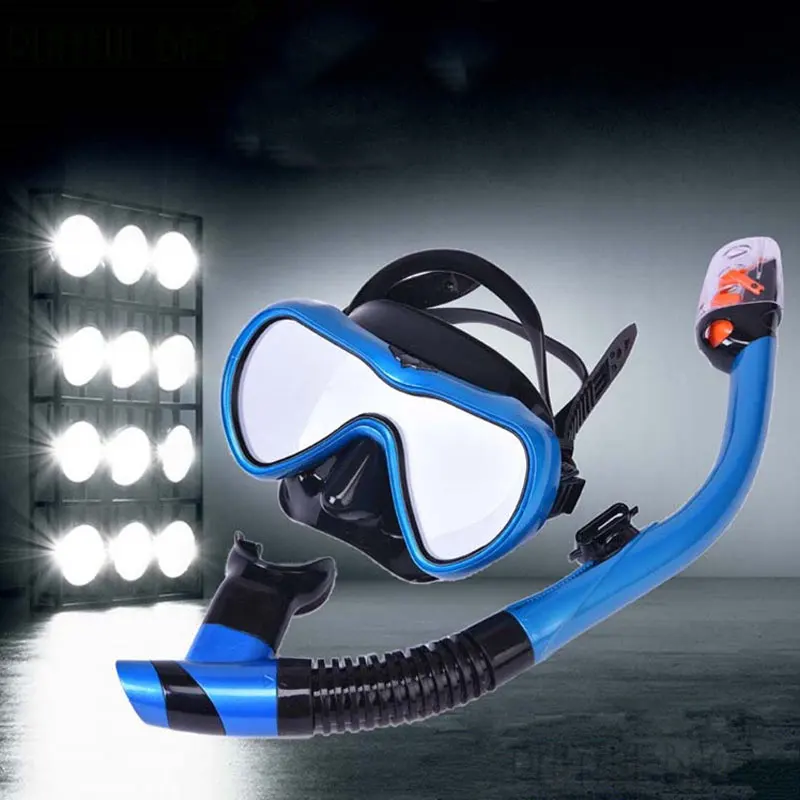 

Playful bag Single lens anti-fog adult Diving mask snorkel two-piece suit Tempered glass Full dry Swimming diving goggles E104