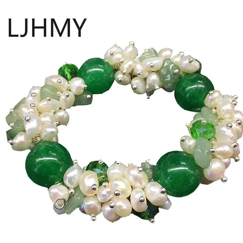 

Stone White Pearl Beaded Boho Chunky Statement Bracelets Elastic Gifts for Women Stone Bracelet Jewelry