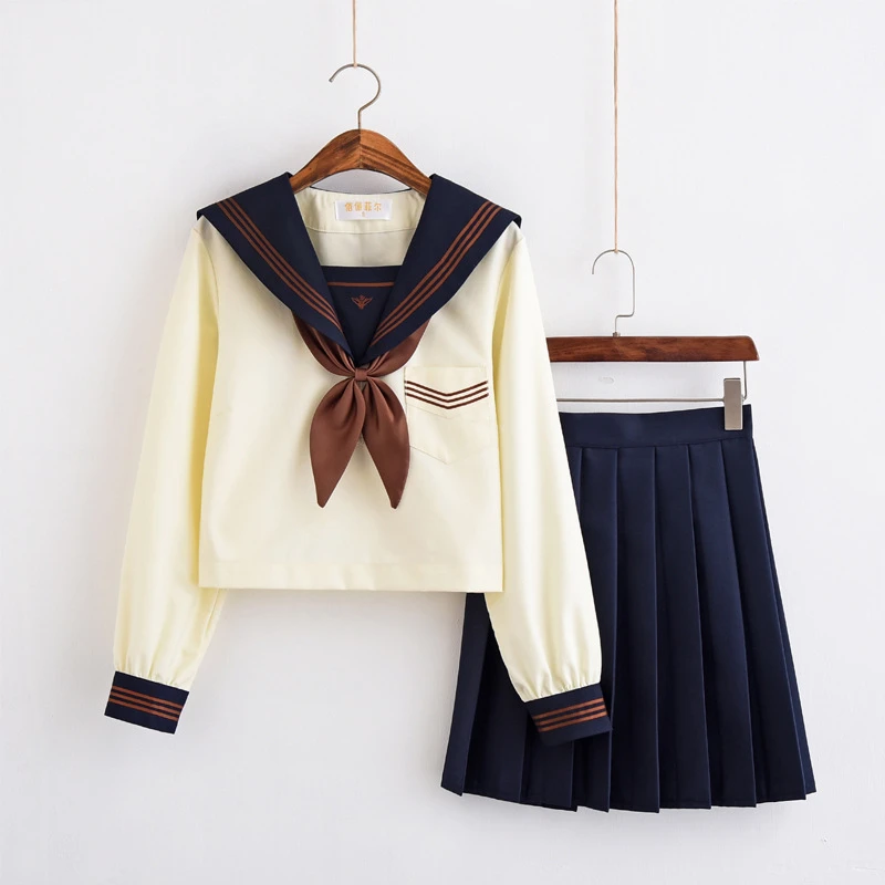 Japanese genuine JK uniform skirt autumn winter college style suit pleated skirt class service female sailor suit middle suit