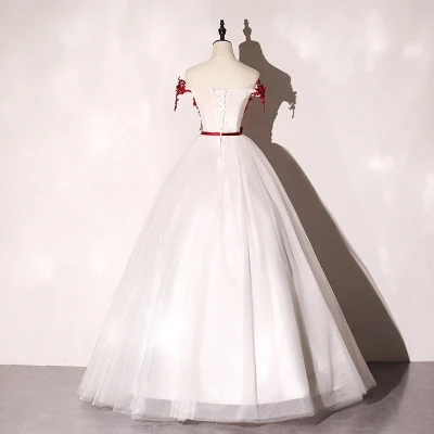 Angelsbridep Voan Bầu Quinceanera Áo Cổ Thuyền Ngọc Trai Hoa Vestidos De 15 Anos Ngắn Tay Công Chúa Đảng Đồ Bầu