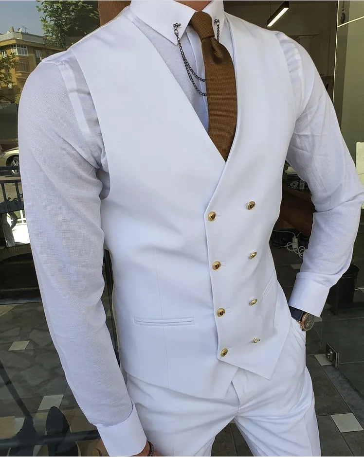 Traje de solapa con visera blanca para hombre, traje de boda para novio, esmoquin, Terno, Blazer de fiesta ajustado para novio, 2023