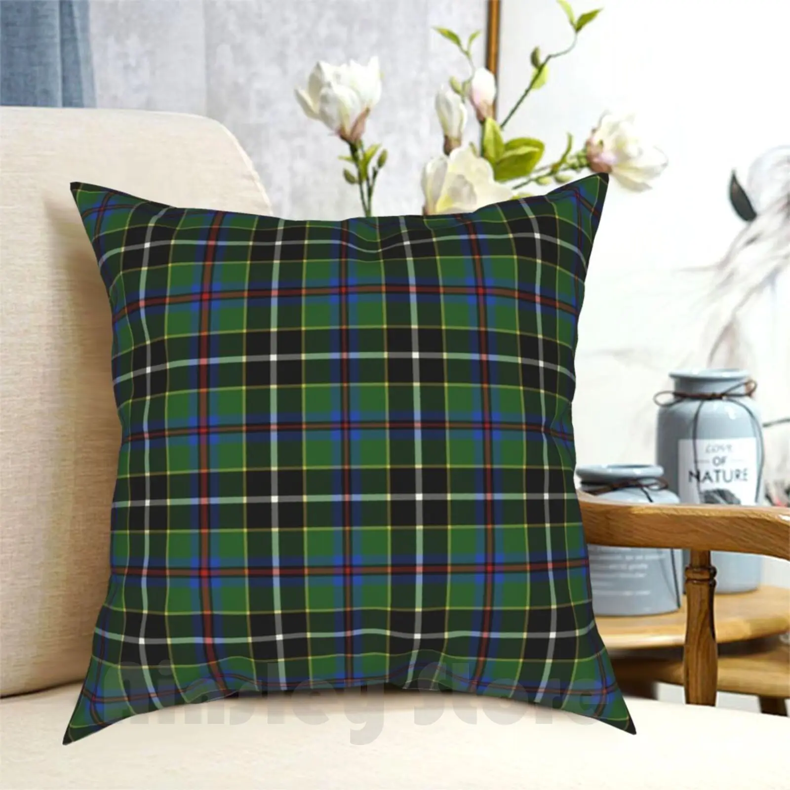 Cornish Hunting Tartan Pillow Case Printed Home Soft DIY Pillow cover Tartan Pattern Fashion Streetwear Designs Tartans