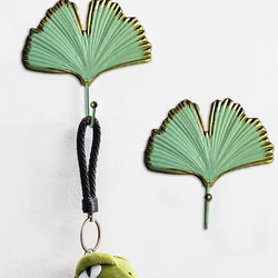 Nordic Green Gold Single Leaf Hanging Coat Hook Mini Wall Key Hook Home Decoration Modern Home Hanger